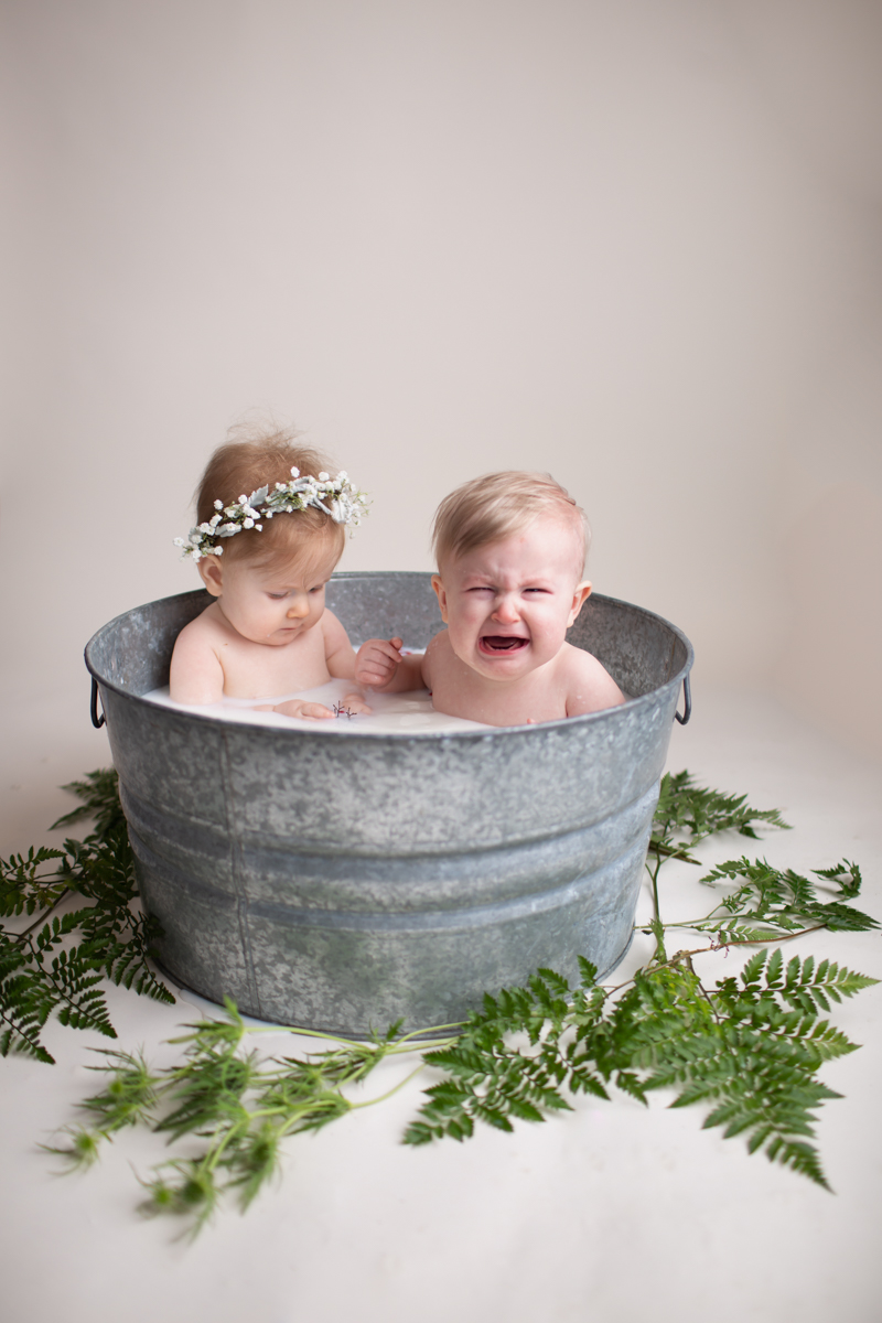 twin milk bath dallas baby photography 